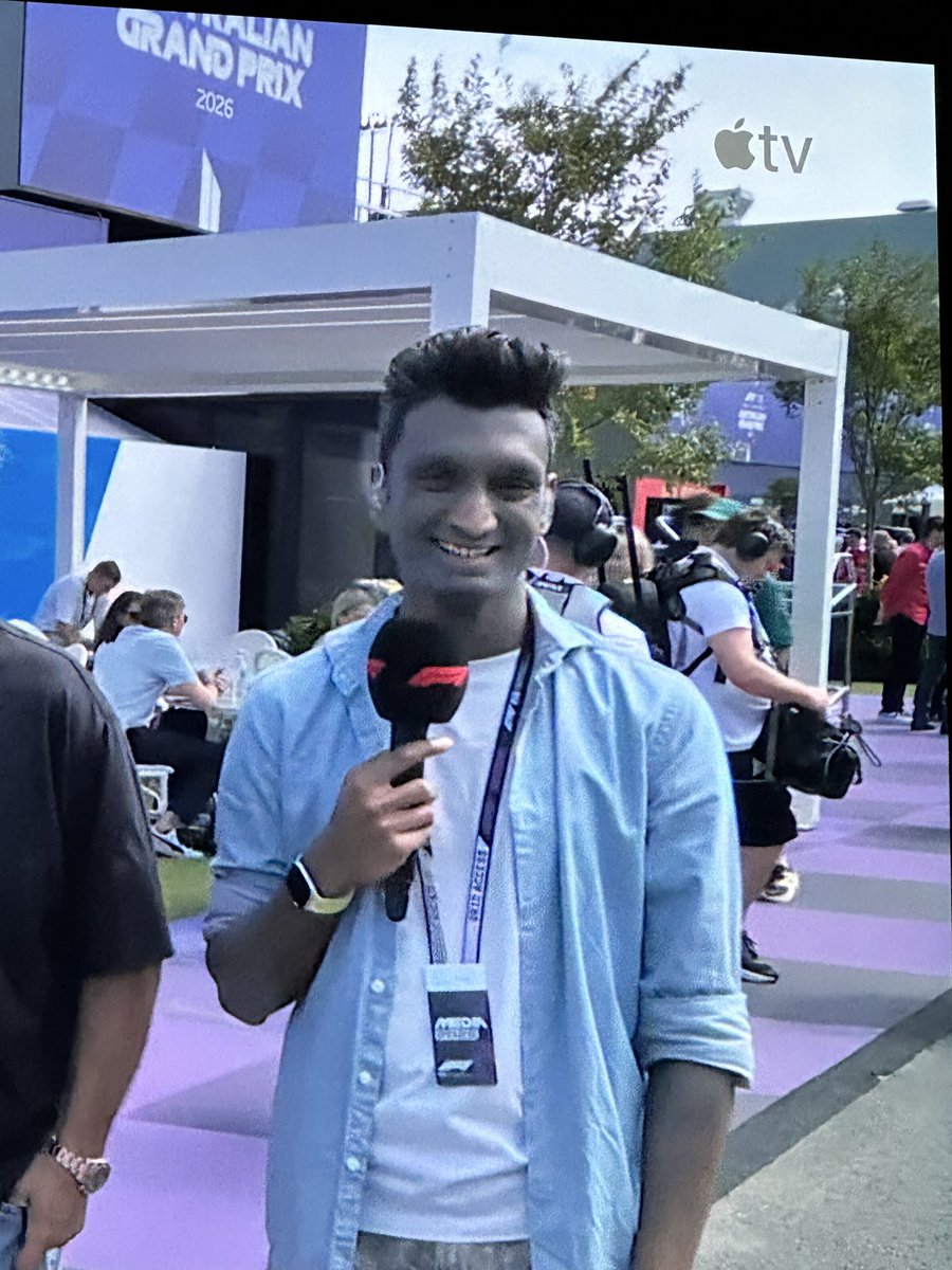 adalbyaday's tweet photo. I’ve not watched much (any) F1 racing, but is this commentator… blue? https://t.co/oYGNUZlXxs