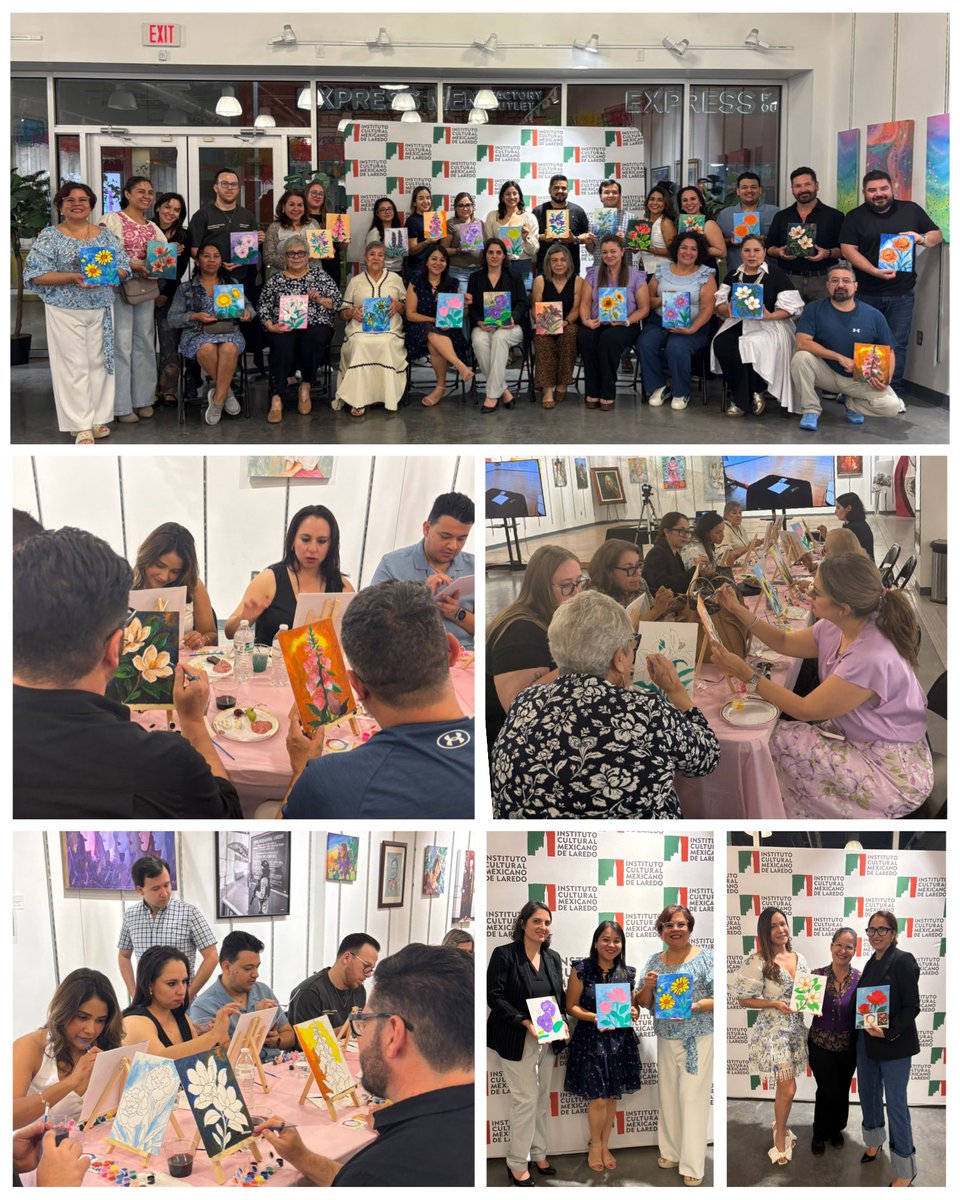 consulmexlaredo's tweet photo. Cerramos las actividades del #8M con una nueva edición de “Sip and Paint” en el #ICMLaredo, guiada por Ana Cristina Martínez de la Mesa Directiva, donde las y los participantes de los #DosLaredos pintaron flores en un espacio creativo y de convivencia. @SRE_mx @IME_SRE https://t.co/8kDSfzpVGh