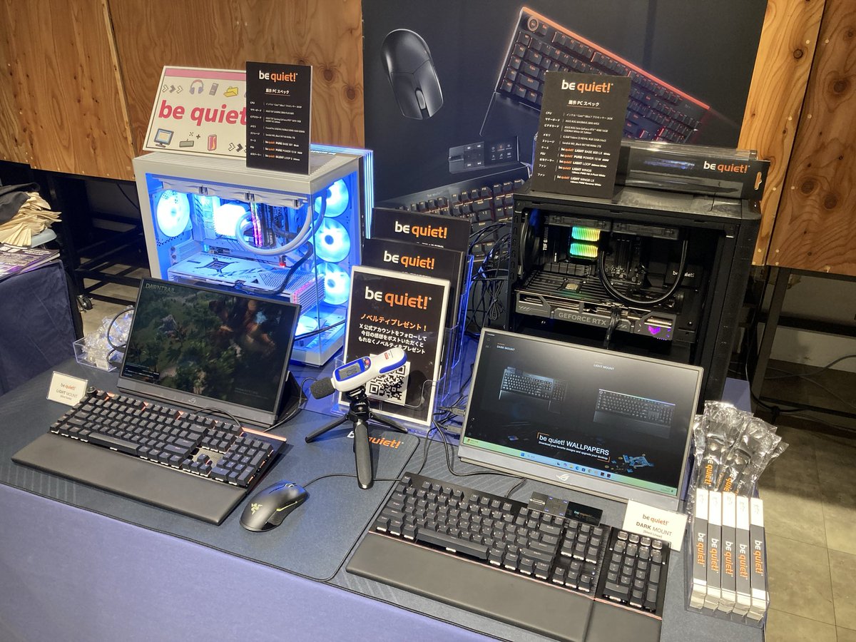 bequietJapan's tweet photo. 本日、アスキー「TOKYO Gaming-PC Street 7」にて出展しております。

ノベルティ配布や、キーボードを特別価格にて販売いたします。

当日参加枠もありますので、ぜひお待ちしております。 https://t.co/2Nsw2m8cTV