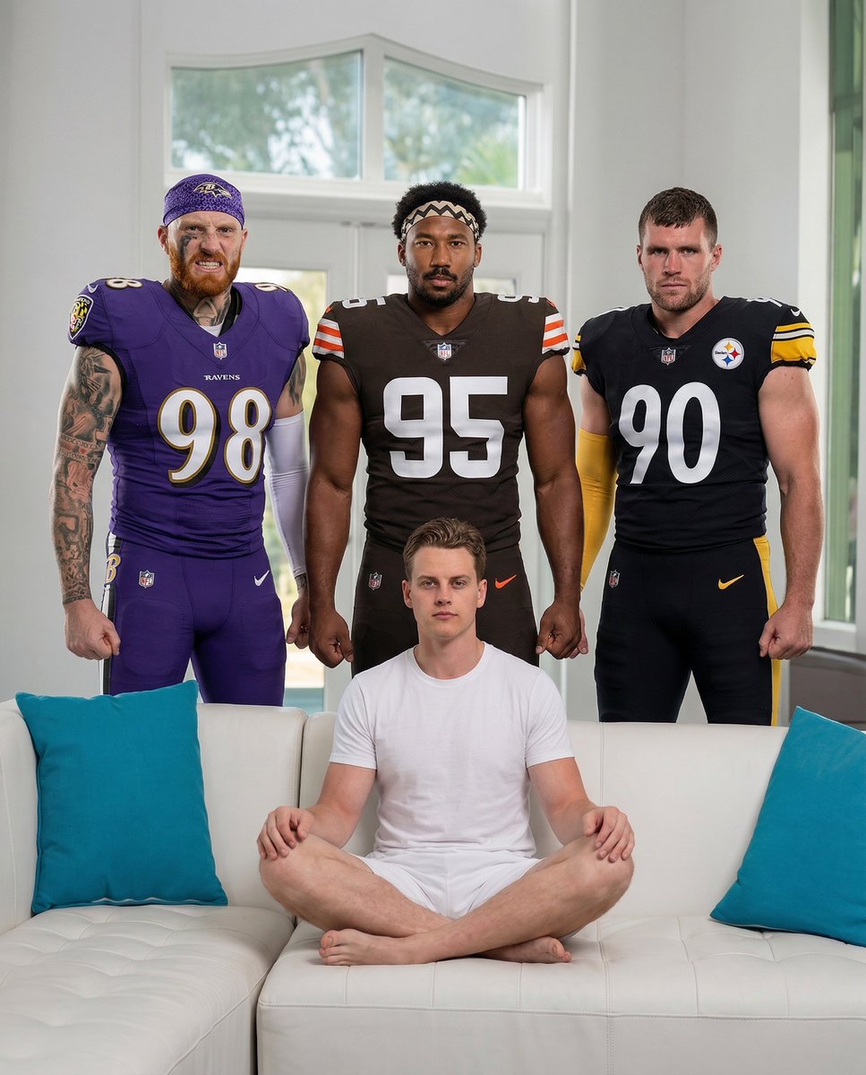 AFC North: 

Maxx Crosby 
Myles Garrett
TJ Watt

Pray for Joe Burrow 🙏