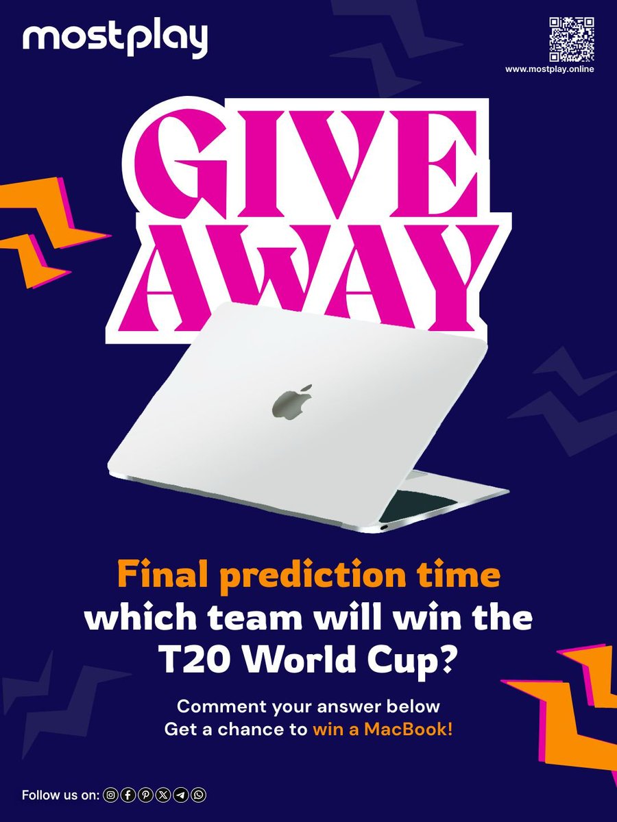 The final prediction time is here! 🏏🔥
Which team will win the ICC Men's T20 World Cup?

Comment your prediction below and you could win a MacBook! 💻

Note: The giveaway winner will be announced on 10th March.

#TeamIndia #worlcup2026 #giveaway #finalmatch #indvsnz