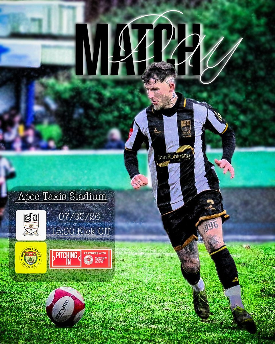 ⚽ Runcorn Linnets vs Stafford Rangers
🏆| Northern Premier League Division West 
📍 The APEC Taxis Stadium
📅 Saturday 7th March
⏰ 3pm Kick Off 
🎟️ Adult £11.00 Age 65 &amp; over £8.00 18 &amp; Under £2.00 
📻️ srfcradio.mixlr.com/events