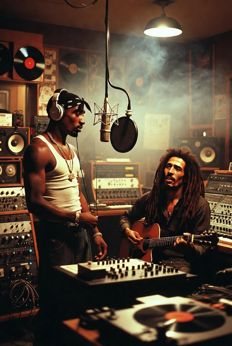 iamDj_Domingo's tweet image. Happening right now in heaven 

#2pac #bobmarley