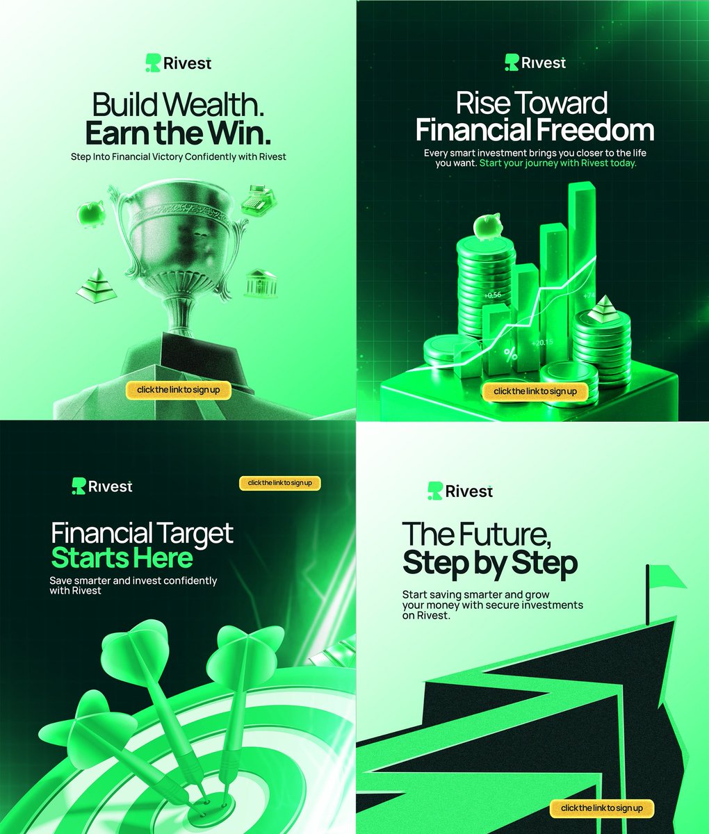 These social media visuals I created for Rivest explore themes of achievement, financial direction, and hitting strategic targets—all expressed through clean and meaningful visuals.

Every element is intentional. Every shape tells a story.

Hire me for your next project ✌️✌️