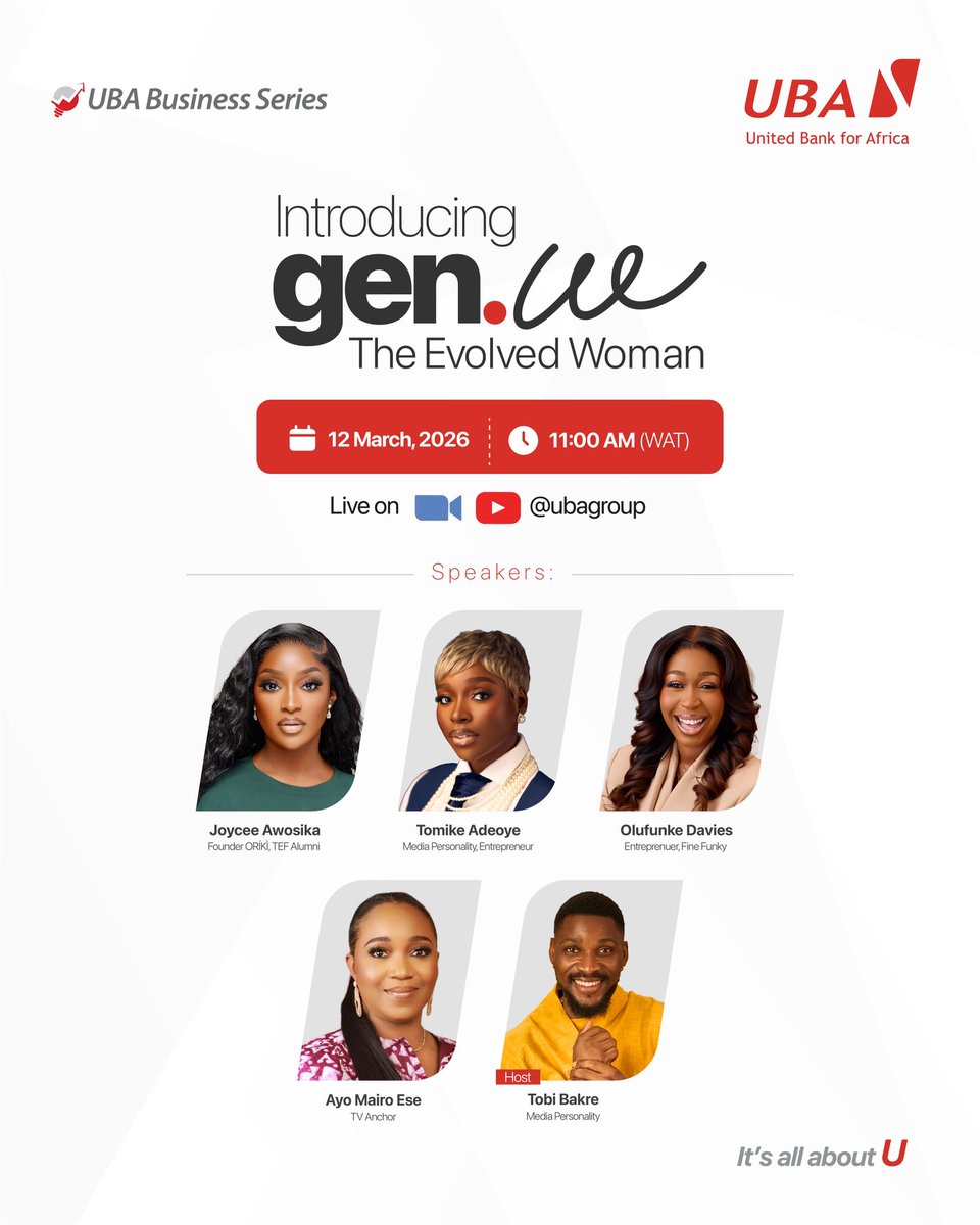 only__kingston's tweet photo. To our amazing women!
UBA is celebrating our relentless and innovative women, who have played an important role in our society.#UBAGenW https://t.co/p8LUhXReJD
