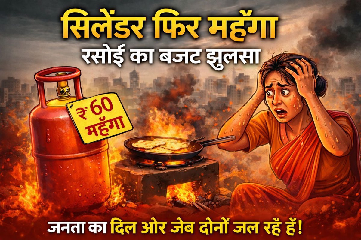 JadhavPrajapati's tweet photo. ‘महंगाई मैन मोदी’ ने दिया जनता को झटका
• मोदी सरकार ने घरेलू LPG सिलेंडर के दाम सीधे 60 रुपये बढ़ा दिए हैं
• वहीं, कमर्शियल LPG सिलेंडर के लिए अब आपको 115 रुपए ज्यादा चुकाने होंगे
 @LambaAlka  @SandhyaINC  @MahilaCongress https://t.co/TEaQ9jcmPm