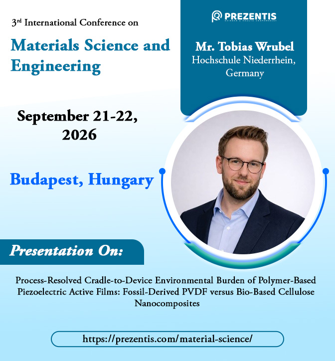 EllisCathy2414's tweet photo. Thrilled to welcome Mr. Tobias Wrubel to #MaterialsScience2026
Join the global materials community in Budapest!
Submit your abstract Here: https://t.co/eXsszYq4qp
#Polymers #Engineering #Budapest #Researcher #Ceramics #Biomaterial #Hungary #Catalysis #Materials #Energy #Chemistry https://t.co/yjTIv4RoSd