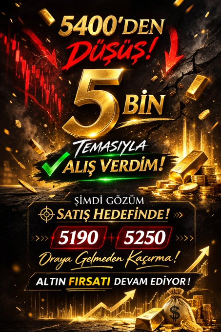 bedavila_'s tweet photo. Son videoda ne dedik?
5400’ten çekilme gelirse 5.000 bölgesi alım denenir alan demiştik.
📍 Alış 1️⃣ – #Altın: 4.997 en dip 😎
📍 Satış 1️⃣: 5.202 😎
#BİTCOİN bu hafta  savaş sebebiyle temkinli davrandık ve hala nakitteyiz.
Şimdi yeni sayılar burayı kullandık yeter.
Takipte kal 🔥 https://t.co/77A5sH97Qe