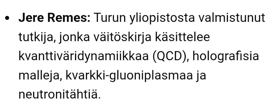 ArtoHyvnen's tweet photo. @HelllLau Neutronitähtien rakennetta mallintanut työtuttavani #Remes totesi kerran,kun keskusteltiin 11 ulotteisesra maailmankaikkeudesta oluttuopin äärellä #stringteoria ,että nykyään ajatellaan, että se on 25 ulotteinen.Ja kaiken lisäksi piti matikkaa "sen takana" varsin yksinkertaisena https://t.co/B5uKIUdW4h