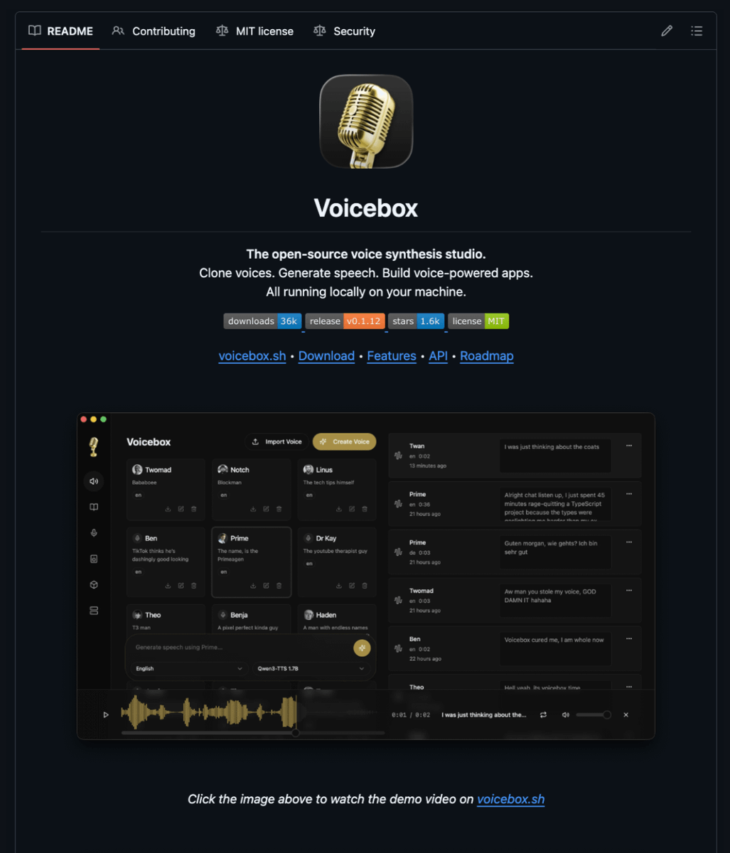🚨BREAKING: The "Ollama for voice cloning" just dropped.

It's called Voicebox and it clones any voice from just a few seconds of audio entirely on your machine.

No ElevenLabs subscription. No cloud uploads. No voice data leaving your device.

It's powered by Qwen3-TTS,