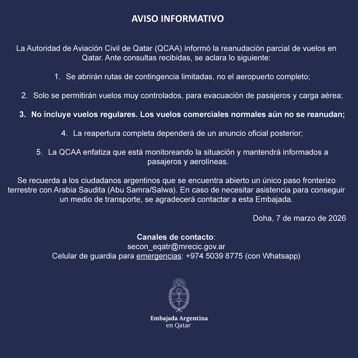 Embajada Argentina en Qatar tweet media