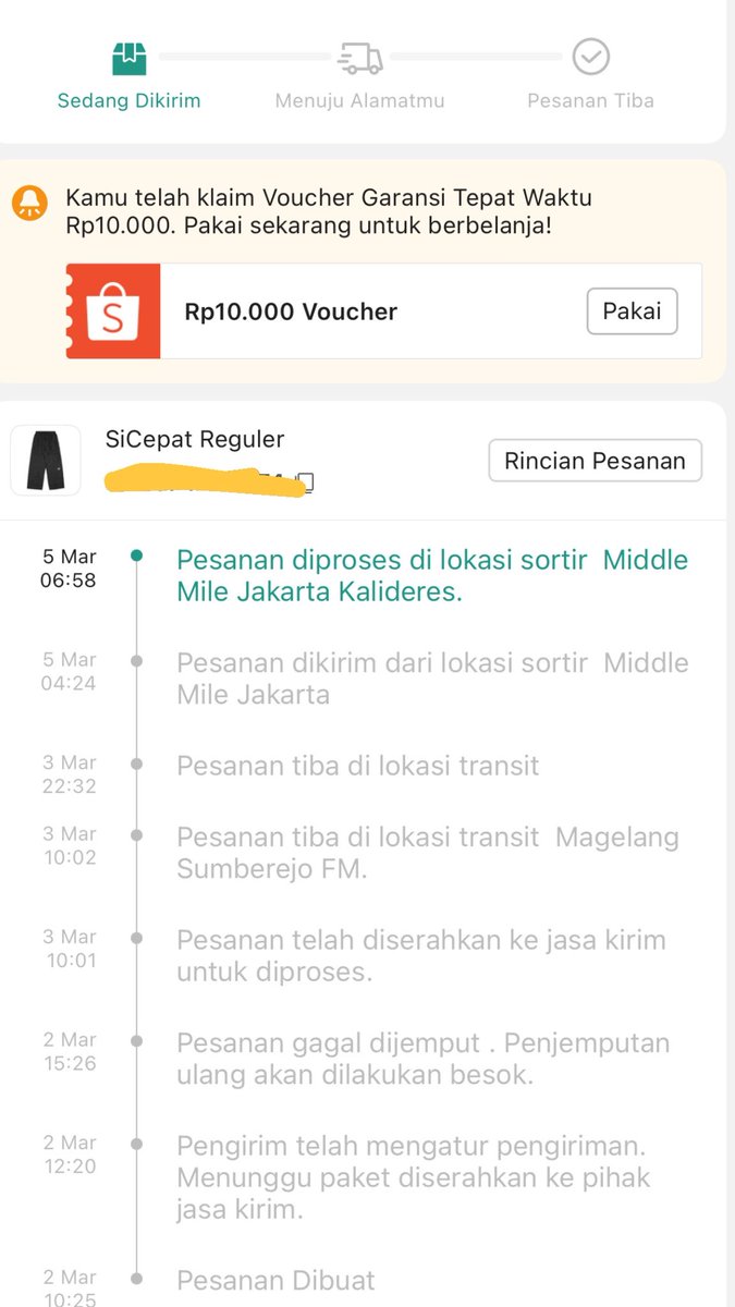 icenboba's tweet photo. eh ini gmn sih @sicepat_ekspres udah dri 5 maret jam 6 pagi sampe skrg ga gerak paketnya, lemot bgt pengirimannya https://t.co/tefChwa8GQ