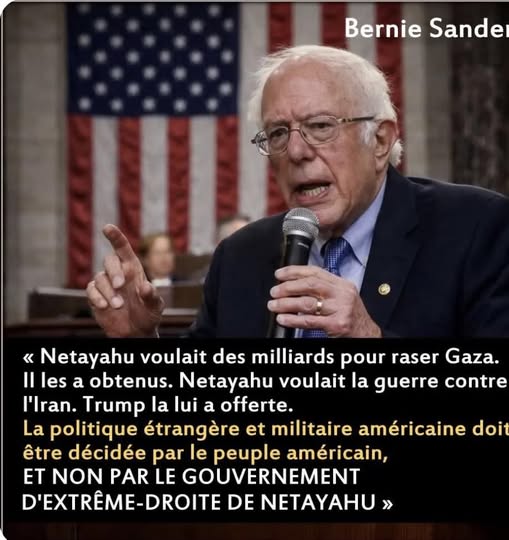 EricJacques117's tweet image. 🚩Pour #BernieSanders " Ce sont les Américains...  et  non le gouvernement d’extrême droite de Netanyahu... qui devraient décider de la politique étrangère des États-Unis ."
⚡Avec #BernieSanders c'est clair c'est net ! #Macron devrait s'en inspirer ! 
x.com/SenSanders/sta…