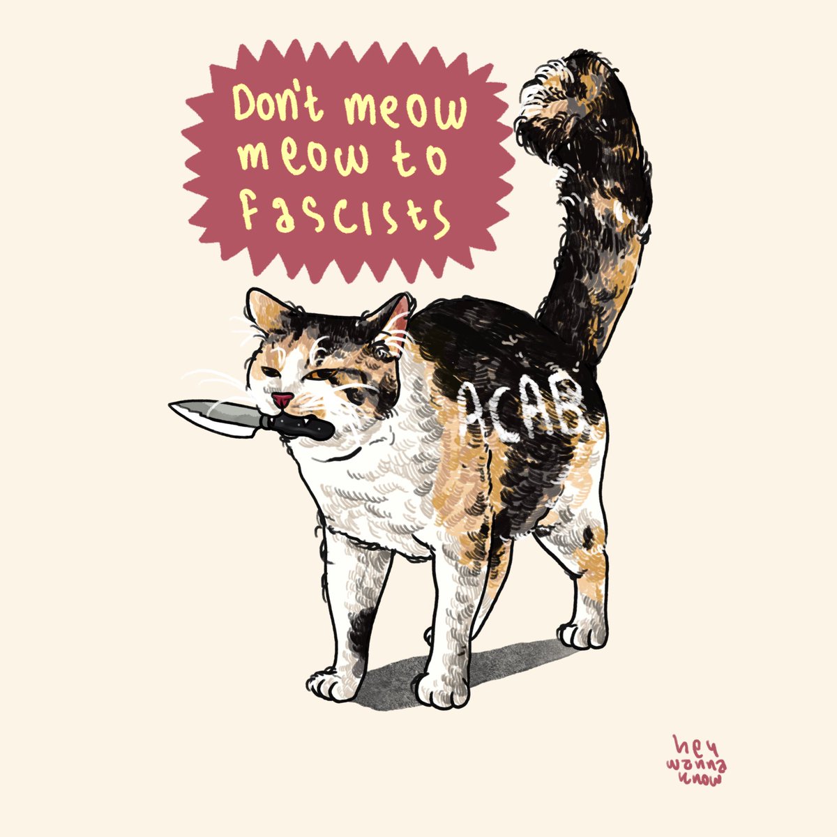 heywannaknoww's tweet photo. we dont meow meow to fascists🐈🔪 https://t.co/khUCZgWf8T