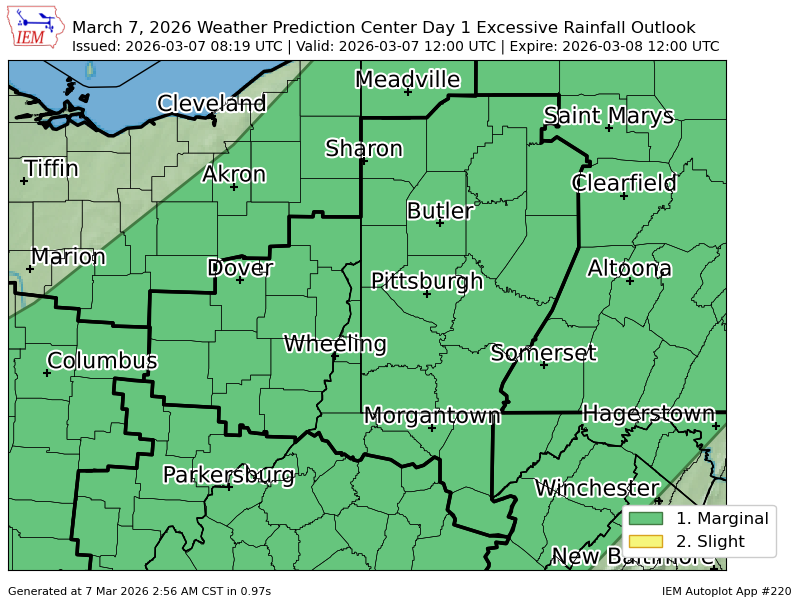 Wpc Riskmap WPC issues Day 1 Marginal Risk Excessive Rainfall Outlook at Mar 7, 8 ...