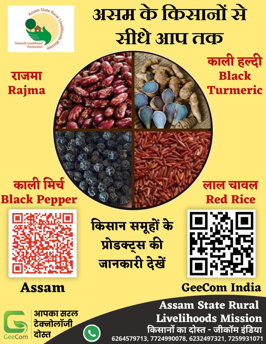 GeecomIndia's tweet photo. अब असम के शुद्ध एवं गुणवत्तापूर्ण प्रोडक्ट्स एवं फसलें - किसानों से सीधे आपके घर तक
* बेहतर कीमत
* बेहतर क्वालिटी
* भरोसेमंद सप्लाई

 शुद्ध • ताज़ा • विश्वसनीय 
👉 असम के किसानों का वेबपेज देखें:
https://t.co/4bCXi3cKXx

🤝 जीकॉम इंडिया – आपका सरल टेक्नोलॉजी दोस्त
📞7724990078 https://t.co/SBCY9COVkL