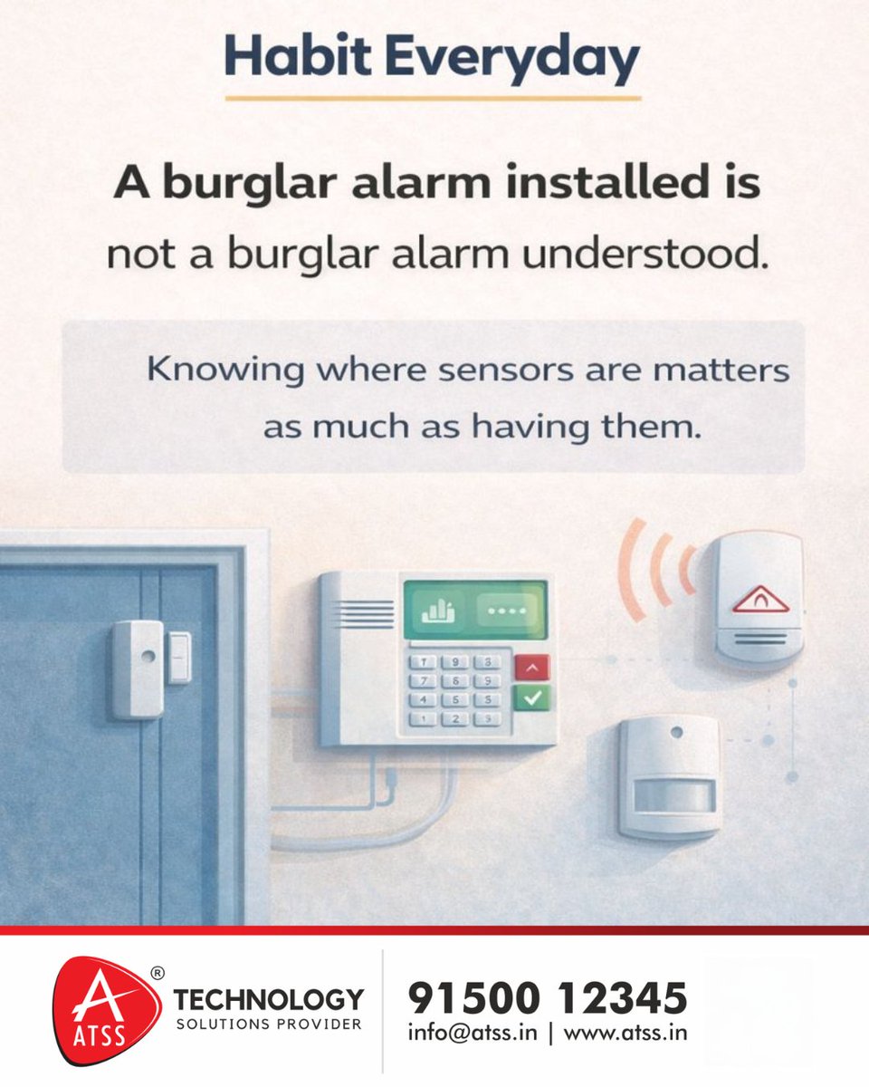InfoATSS's tweet image. A burglar alarm installed is not a burglar alarm understood. 🛡️ Knowing where your sensors are matters as much as having them.
📞 91500 12345 📧info@atss.in🌐atss.in
#burglaralarm #intruderalarm #atss
