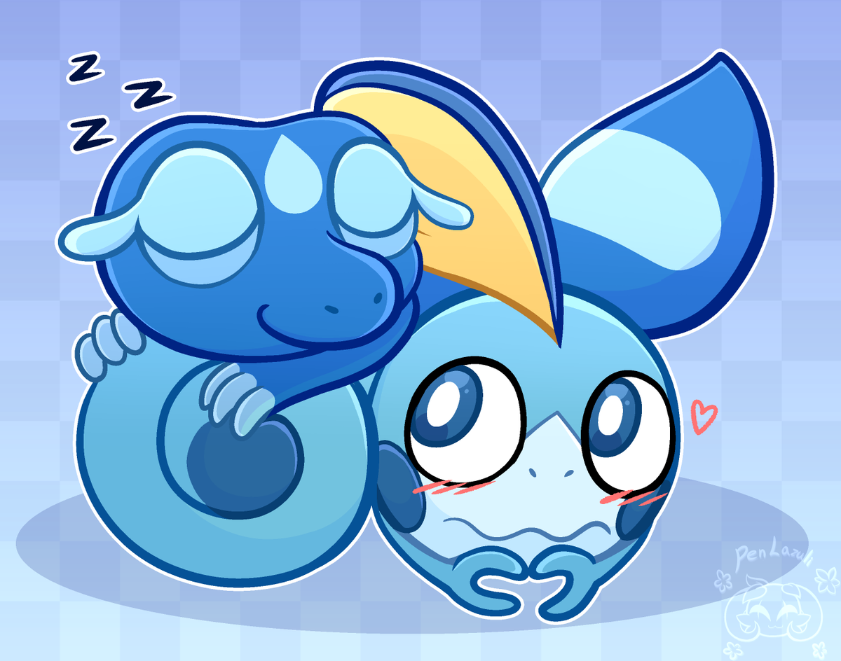 Pen_Lazuli's tweet photo. I love the new water starter Pokémon! 💦

And I love this curious ship they have these two 💙

#Pokemon https://t.co/pRVhyWot3A