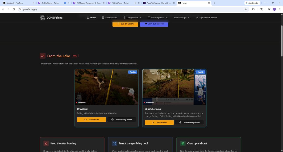 Ty for streaming with me today!
<a href="/KandiVT/">KANDI THE TOOTH DEMON ♡</a> 
<a href="/ohaworm/">worm</a> 
I had so much fun!  Also super cool we got posted on the main page of GONE fishing as well!  Hope everyone had a wonderful time!