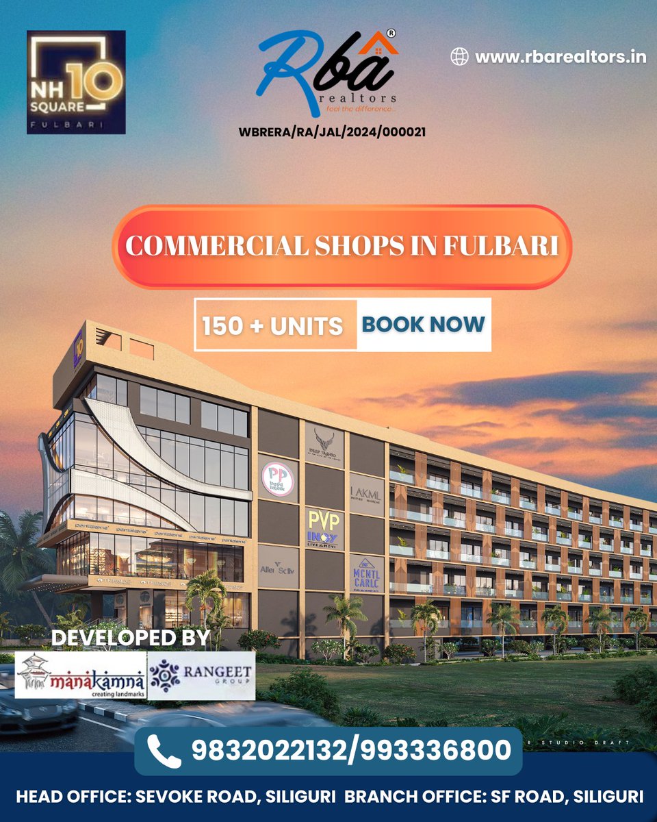 Prime commercial opportunity in Fulbari! 🏬
High-visibility shops in a growing location — perfect for business and investment.

📞 9832022132 | 9933368000
🌎 rbarealtors.in

#CommercialProperty #ShopForSale #Fulbari #SiliguriProperty #InvestmentOpportunity