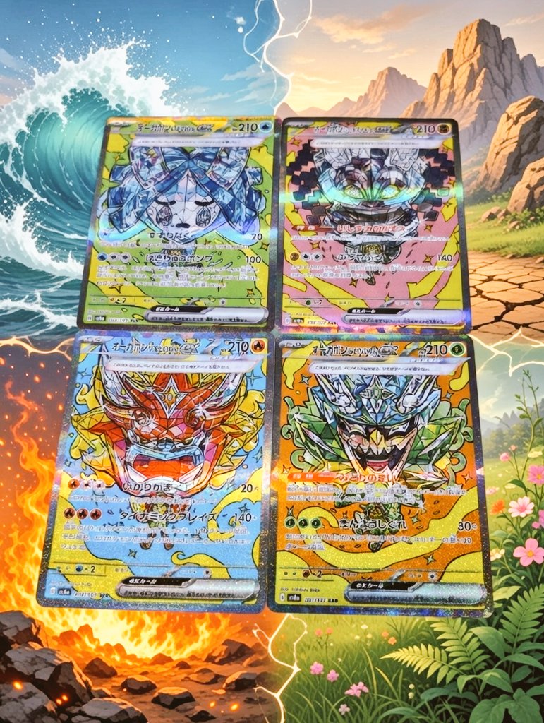 4枚集めて眼福(*´˘`*︎🫶)

オーガポンいどのめんSAR,いしずえのめんSAR,かまどのめんSAR,みどりのめんSAR

眼福プレゼント💧👊🏼🔥🌱🎁🎁

フォローいいねandリポスト(✌^∀^)

引用リポスト🆙✨

3/13まで〜‼️