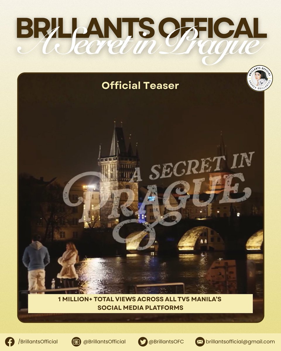 𝐀 𝐒𝐄𝐂𝐑𝐄𝐓 𝐈𝐍 𝐏𝐑𝐀𝐆𝐔𝐄 𝐎𝐅𝐅𝐈𝐂𝐈𝐀𝐋 𝐓𝐄𝐀𝐒𝐄𝐑

A huge milestone unlocked — 1,000,000+ views! 🎉

The #ASecretInPrague Official Teaser has now surpassed 1 million total views across all TV5 Manila digital platforms, and the love and support have been incredible.