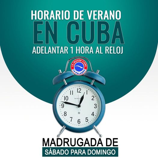 📷#ATENCION #CambioDeHorario
¿Listos para el cambio de horario📷?
A partir de este domingo 8 de marzo, #Cuba 📷 entrará en el horario de verano.  lo que significa que a las 12 de la noche de hoy, se adelantará una hora el reloj 📷
#CanalMultivisión📷📷📷 #miradasaluniverso