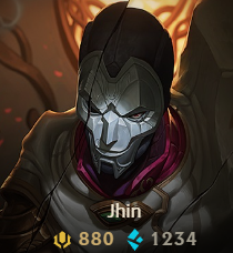 Harinmei's tweet photo. just noticed that jhin costs 1234 BE in the shop lmao https://t.co/swVQOl6WgK
