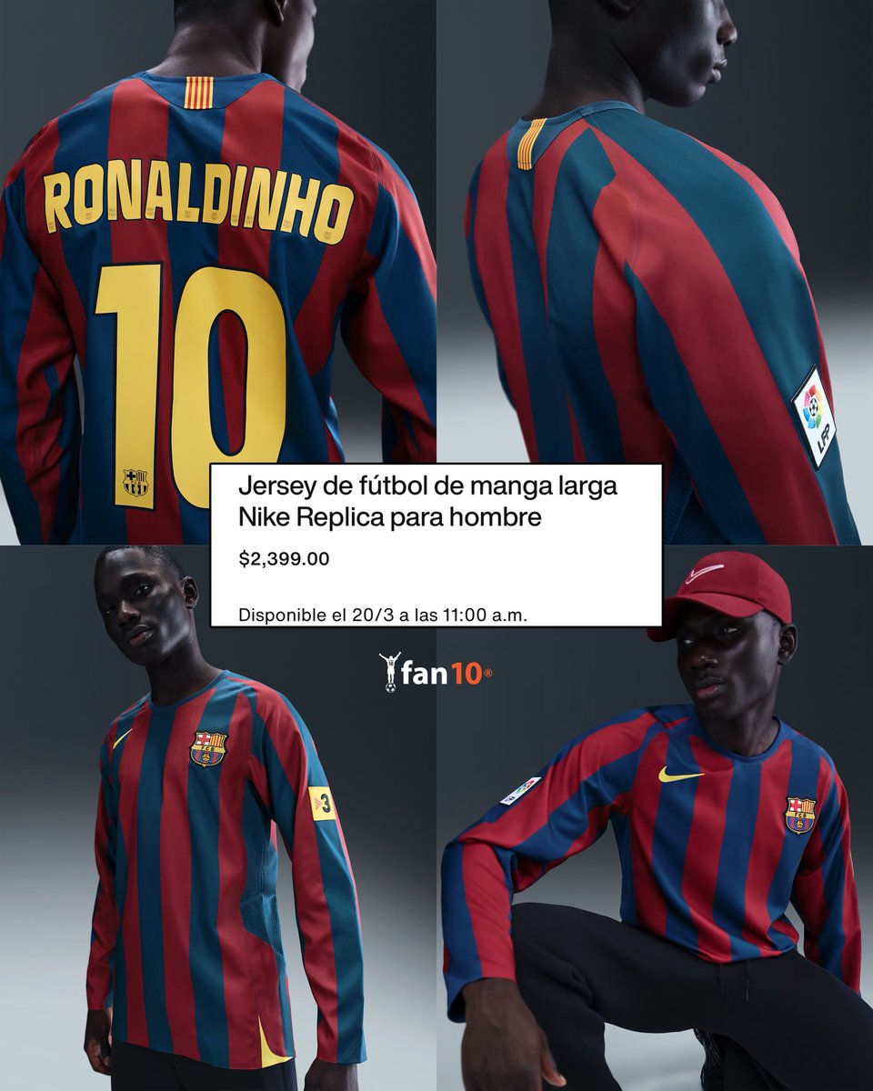 SoyFan10's tweet photo. 🚨 YA ES OFICIAL:

El jersey retro del FC Barcelona 2005/06 saldrá a la venta el próximo 20 de Marzo.

Tendrá un costo de 2,299 pesos mexicanos y 2,399 con el dorsal de Ronaldinho. https://t.co/TptXDO9XqS