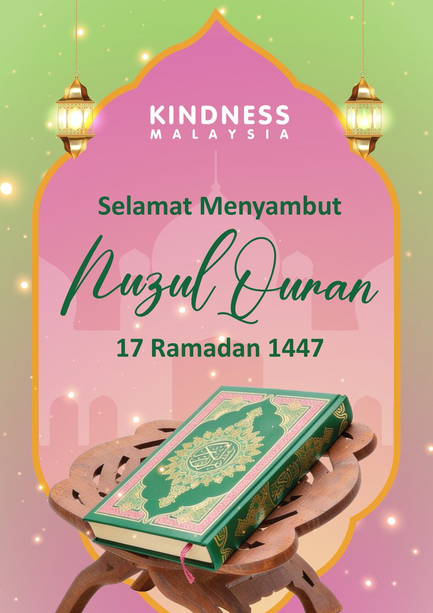 Kindnessdotmy's tweet photo. Salam Nuzul Alquran semua merangkap ulangtahun penubuhan Kindness Malaysia 💗💚 https://t.co/KczVRTug8l
