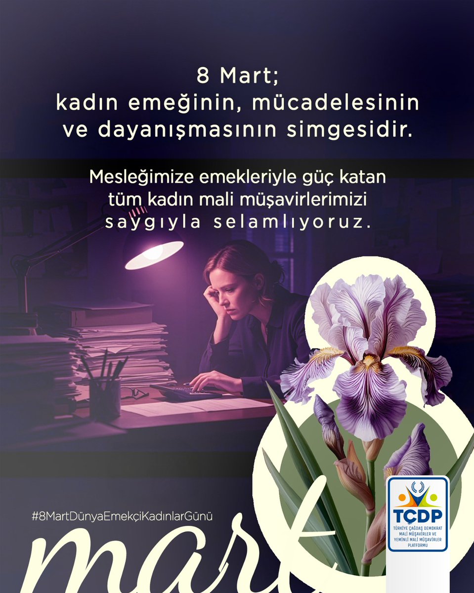 8 Mart; kadın emeğinin, mücadelesinin ve dayanışmasının simgesidir.

Mesleğimize emekleriyle güç katan tüm kadın mali müşavirlerimizi saygıyla selamlıyoruz.

#8MartDünyaEmekçiKadınlarGünü
#8Mart
#TÇDP