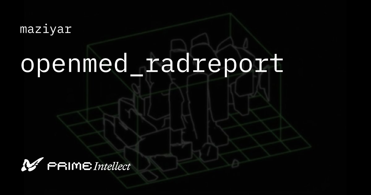 OpenMed_AI's tweet image. Diagnostic radiology requires fusing visual findings with clinical context. OpenMed_RadReport is an RL environment for training models to do exactly that.

#RadiologyAI #MedicalImaging #ClinicalAI #OpenSource