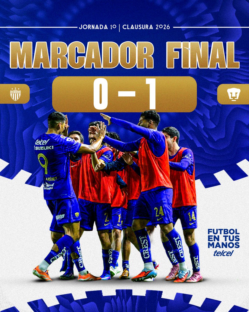 ¡RETUMBÓ EL GOYA EN EL VICTORIA! ✅

Nos llevamos los 3 puntos a casa, buen partido, Pumas👊

#UnidosPorLaHistoria #FutbolEnTusManos <a href="/Telcel/">Telcel</a>