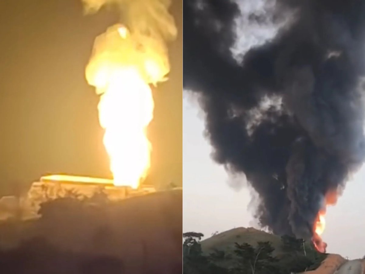 JJDiazMachuca's tweet photo. Fracaso tras fracaso de @Claudiashein 

“¡Pérdida total del equipo 329 en pozo Krem-1 Pemex, Las Choapas! Explosión inicial por fuga de gas, control ‘anunciado’… y ahora NUEVAS explosiones, evacuaciones y fuego fuera de control otra vez. ¿Dónde está la seguridad en Pemex? Impunidad y riesgo para Veracruz. 😡 #PEMEXFracaso #LasChoapas #PozoKrem #Explosión”