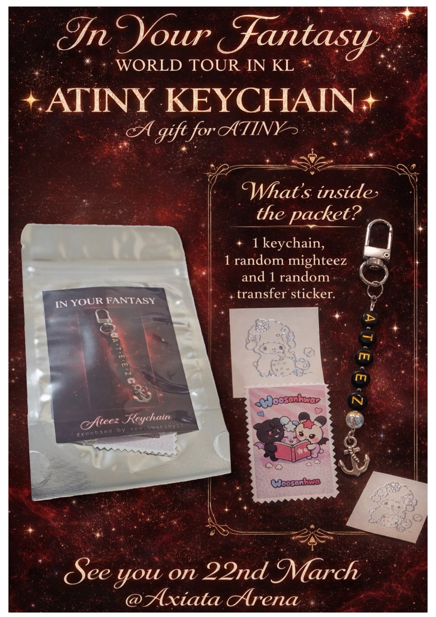 vee_hwatiny17's tweet photo. 🌹ATEEZ In Your Fantasy in KL🌹

❤️Fan support by @vee_hwatiny17 ❤️

🥰 Different packs of freebies (total 300pcs) will be distributed randomly.
😇 I might add more.
🥰 If you received mine, feel free to tag me🫶

❤️Likes &amp; RTs are appreciated❤️

#ATEEZinKL #IYFinKL #ATEEZinMY https://t.co/blI7QcLSzd