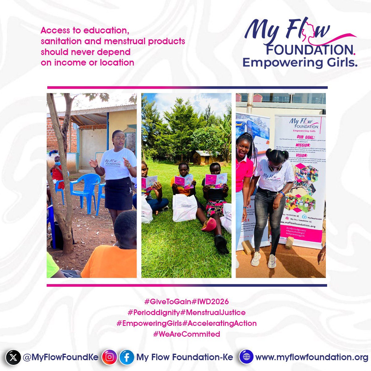 MyFlowFoundKe's tweet photo. We have seen what giving can do. The ripple effect cannot be gainsaid, for girls and for women. 

Join us. Donate to us. Let's give to gain.
 
#GiveToGain
#IWD26
#Perioddignity
#MenstrualJustice
#EmpoweringGirls
#AcceleratingAction
#WeAreCommited https://t.co/NJ9AbUXwu9