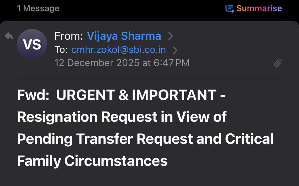 vijayaksharma's tweet photo. The bank @TheOfficialSBI did not reject my request.
It did not accept it either.
It did something far colder: it pretended I had not spoken at all. Months passed. Emails dissolved into void. Reminders went unanswered. My father-in-law’s condition worsened, and the institution to which I had given twelve years of my life could not find it within itself to type a single word in return. Sustained silence across months and multiple escalations is not an oversight. It is a choice dressed as inaction.
I resigned. And what followed is the detail I cannot release from my mind: not one person asked why. No call, no message, no question from an organisation I had served faithfully for over a decade. I walked out and the institution did not notice. Or if it noticed…it did not care.