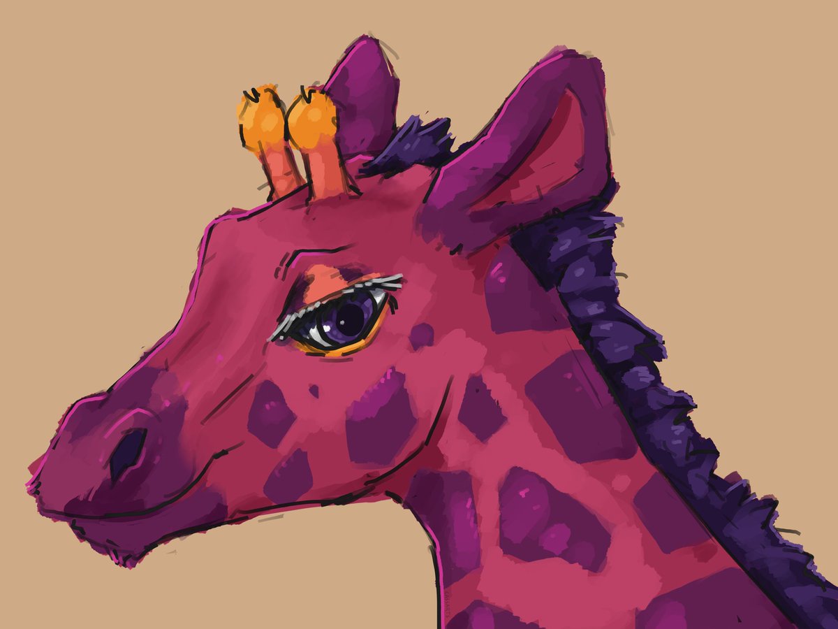 CassArtsStudio's tweet photo. Quick painting of my giraffe https://t.co/HjeyONqhSf