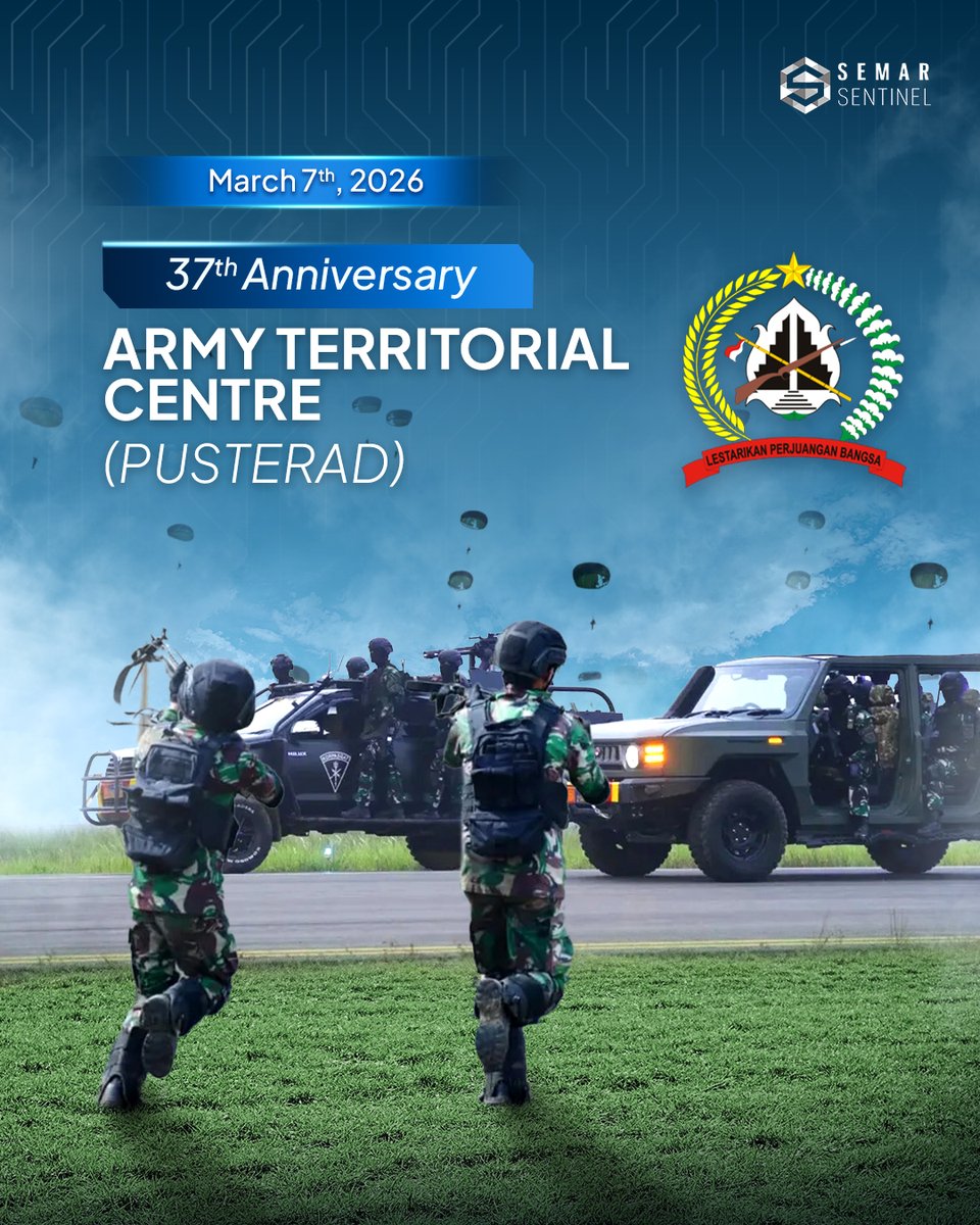 SemarSentinel's tweet image. Strengthening territorial resilience while reinforcing the bond between the Army and the people. Happy anniversary to the Army Territorial Centre (Pusterad)!

#SemarSentinel #TNIAD #PUSTERAD #ArmyTerritorialCentre #HUTPusterad