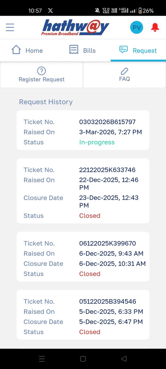 pranandv's tweet photo. @HathwayBrdband Still request is pending @HathwayBrdband @TRAI not even received any service, call, message , very poor service , closing tickets without action, I think better to shift other broadband service @JioCare @Airtel_Presence https://t.co/5YHw8EShoR