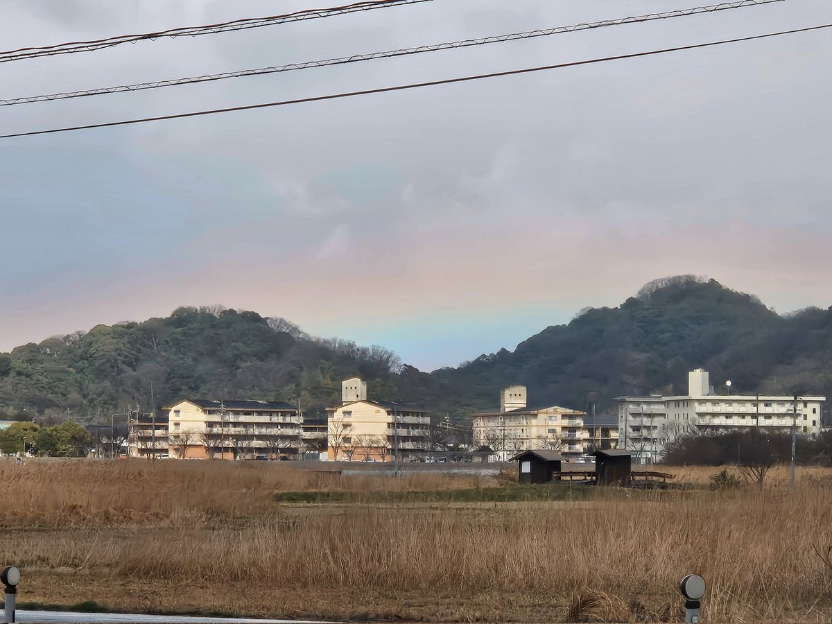 hityapuu's tweet photo. 虹が出てるけど、すんごくひっくいの笑う笑
 #虹 https://t.co/6VgnLQUiAC