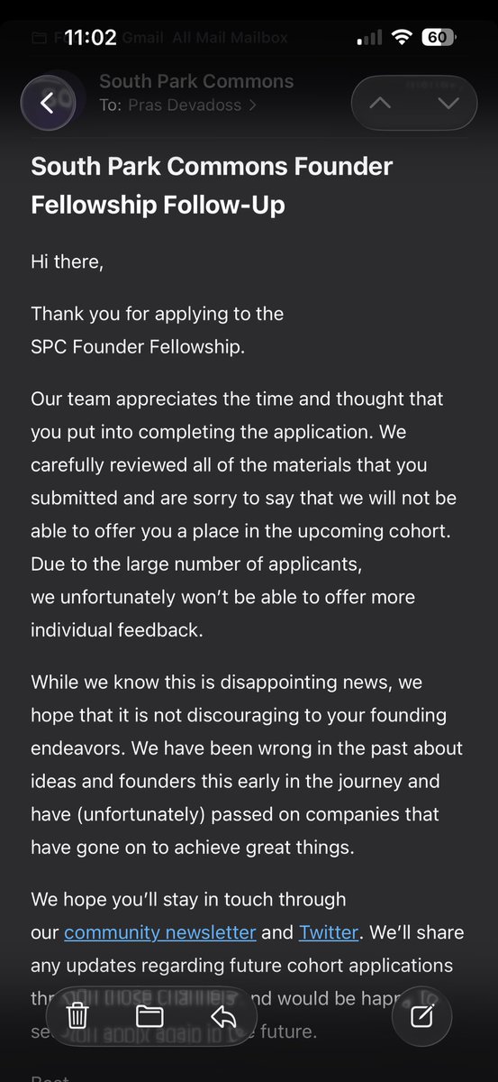 spc rejected me. was ready to prove them wrong but they beat me to it in the email.