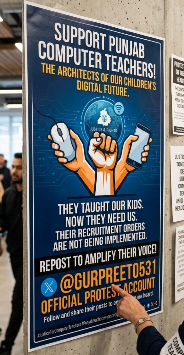 🚨 Urgent Appeal to the People of Punjab 🚨
The Computer Teachers of Punjab, the architects of our children's digital future, are currently on the streets fighting for their basic rights. Despite years of dedicated service in government schools, their recruitment terms remain
