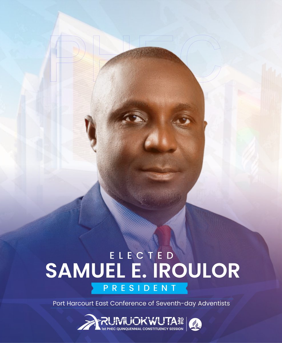 AdventistPHEC's tweet photo. PRESIDENT ELECT
Pastor Samuel Iroulor
#phecadventist
#phecconstituencysession
#IntegratedforMission https://t.co/vPcaM5vd9D