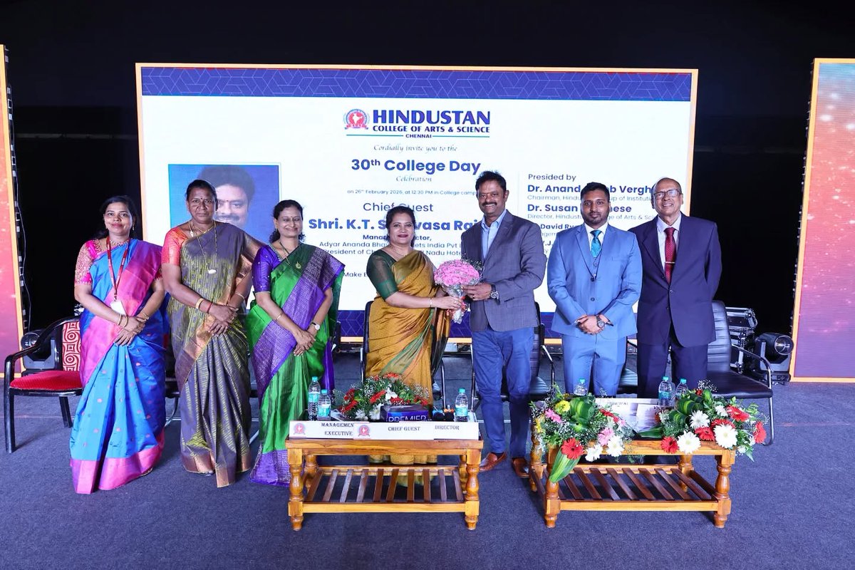 HCAS_chennai's tweet photo. HCAS celebrated its 30th College Day with pride and grandeur in the presence of Chief Guest K. T. Srinivasa Raja, MD of Adyar Ananda Bhavan.
The event was graced by our esteemed leadership, whose vision continues to strengthen HCAS’s legacy of excellence.

#HCAS #30thCollegeDay https://t.co/axvsXkQGvQ