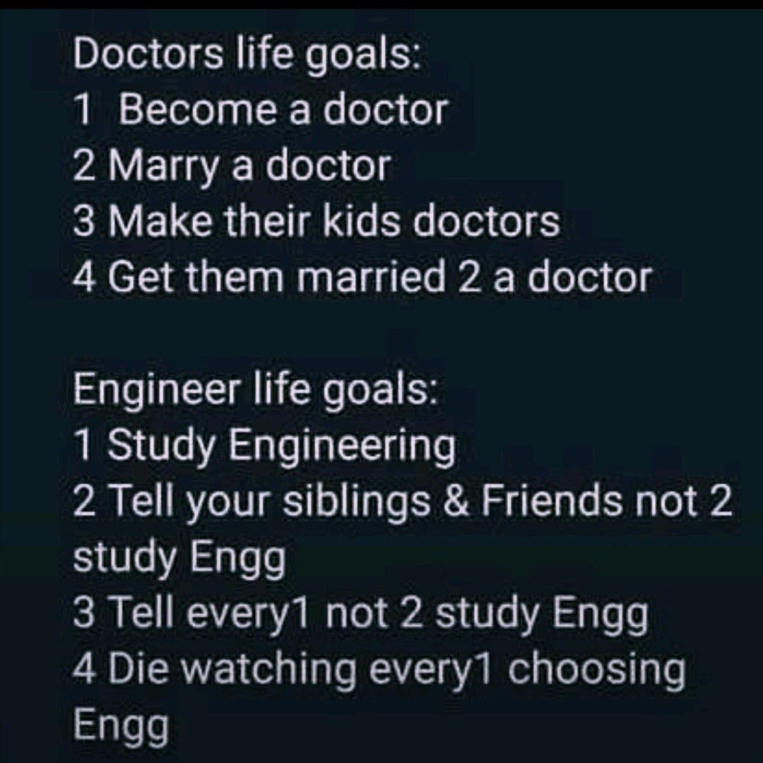 Ashishkr48's tweet photo. Doctors vs Engineers life goals. This meme just exposed us all 😭 https://t.co/4ID5tHlQer
