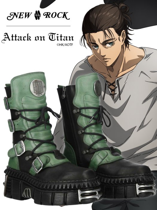 QOOZA_laforet's tweet image. NEW ROCK 進撃の巨人 / エレン・イェーガー
M-WALL373-CEV001　￥79,200

緑と黒のコントラストのエレンモデル。
厚みのあるソールと金属パーツが放つ重厚な存在感は、NEW ROCKならではの仕上がり。

qooza.jp/products/detai…

#QOOZA #NEWROCK