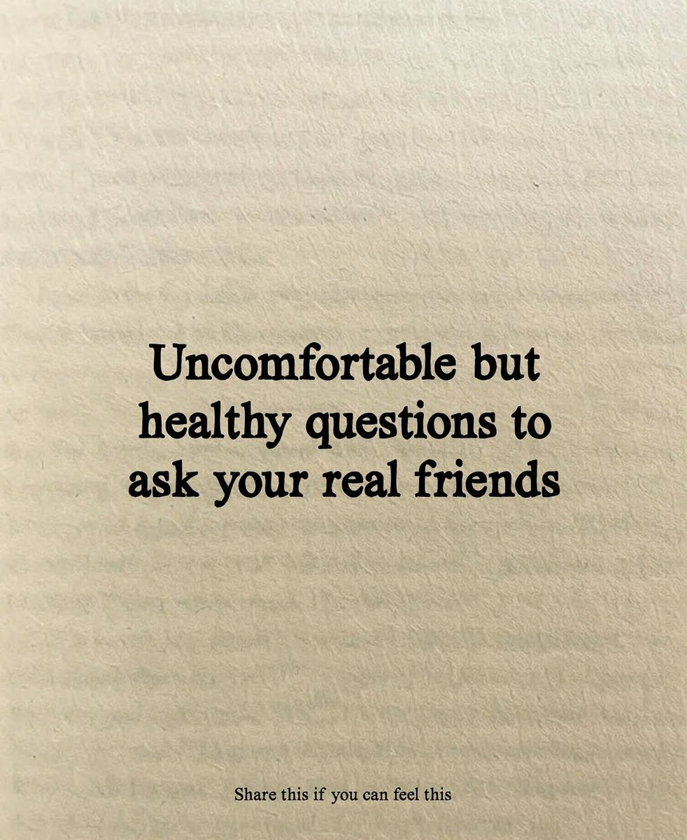 MasculineV7's tweet photo. Uncomfortable but healthy questions to ask your real friends

-Thread- https://t.co/fXdzKnmC70