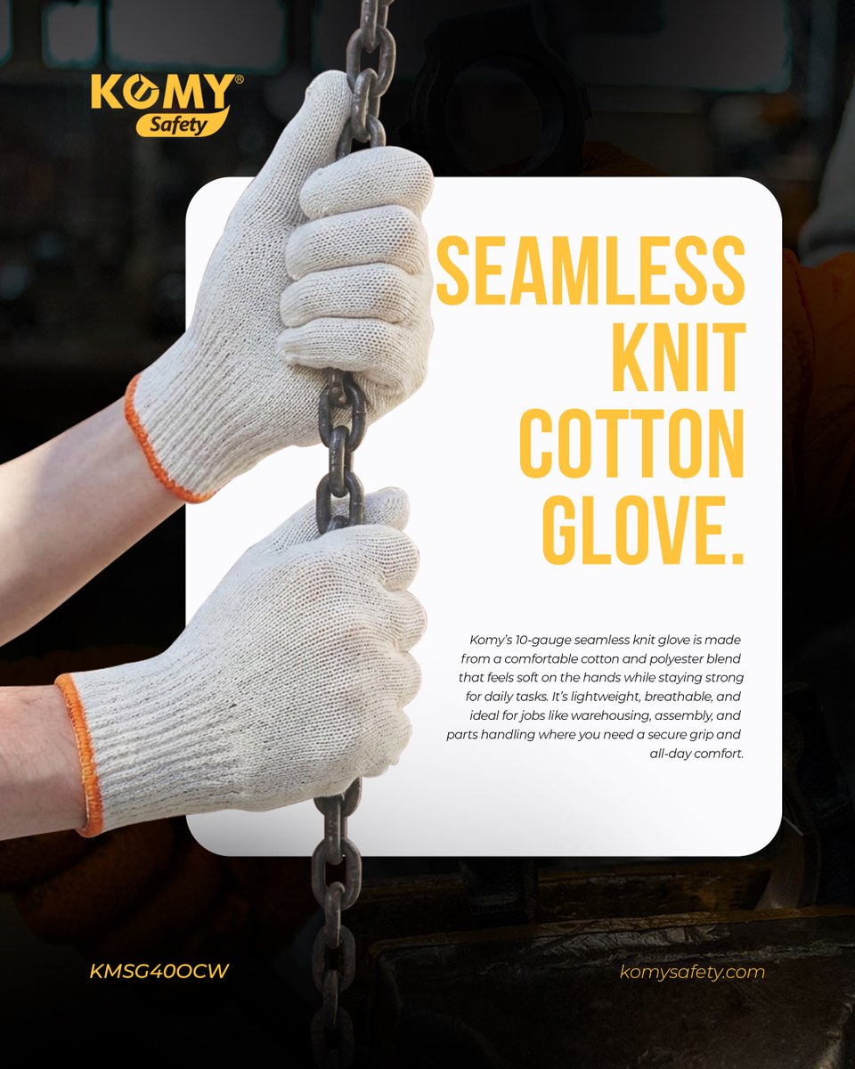 komysafetysa's tweet image. Lightweight, breathable cotton knit gloves designed for secure grip and all-day comfort in warehouses, assembly lines &amp;amp; daily handling tasks.

#Komy #SafetyGloves #HandProtection #IndustrialSafety #SafetyWear