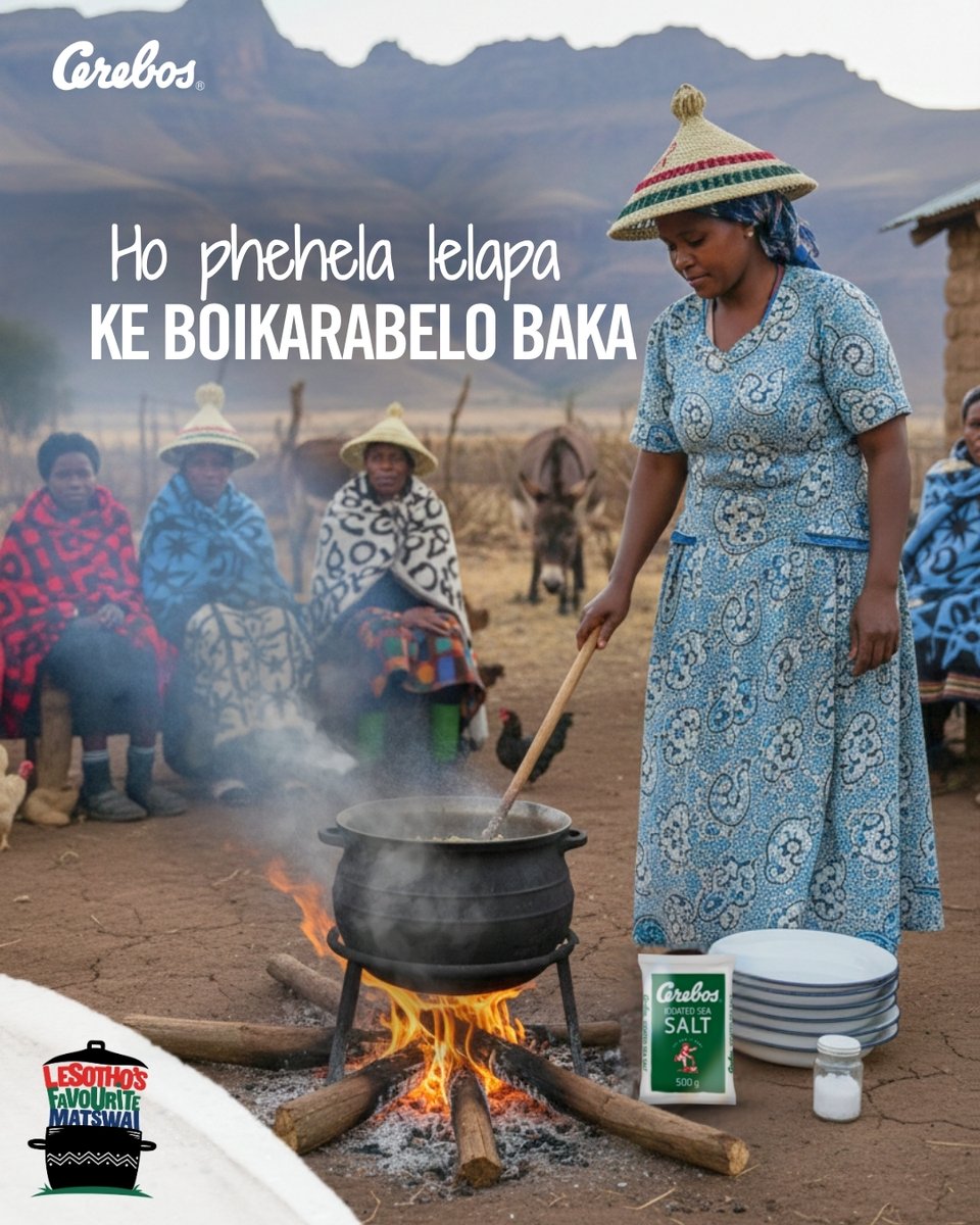 Cerebos_SA's tweet photo. Every meal is made memorable with Cerebos Iodated Sea Salt. 🍲

Ho phehela lelapa ke boikarabelo and we don't take that responsibility lightly.  Gather around, share the warmth, and enjoy the taste that brings us together. 

#Cerebos  #SeaSalt #FamilyTraditions #LesothoMeals #LesothosFavouriteMatswai #SeeHowItRuns